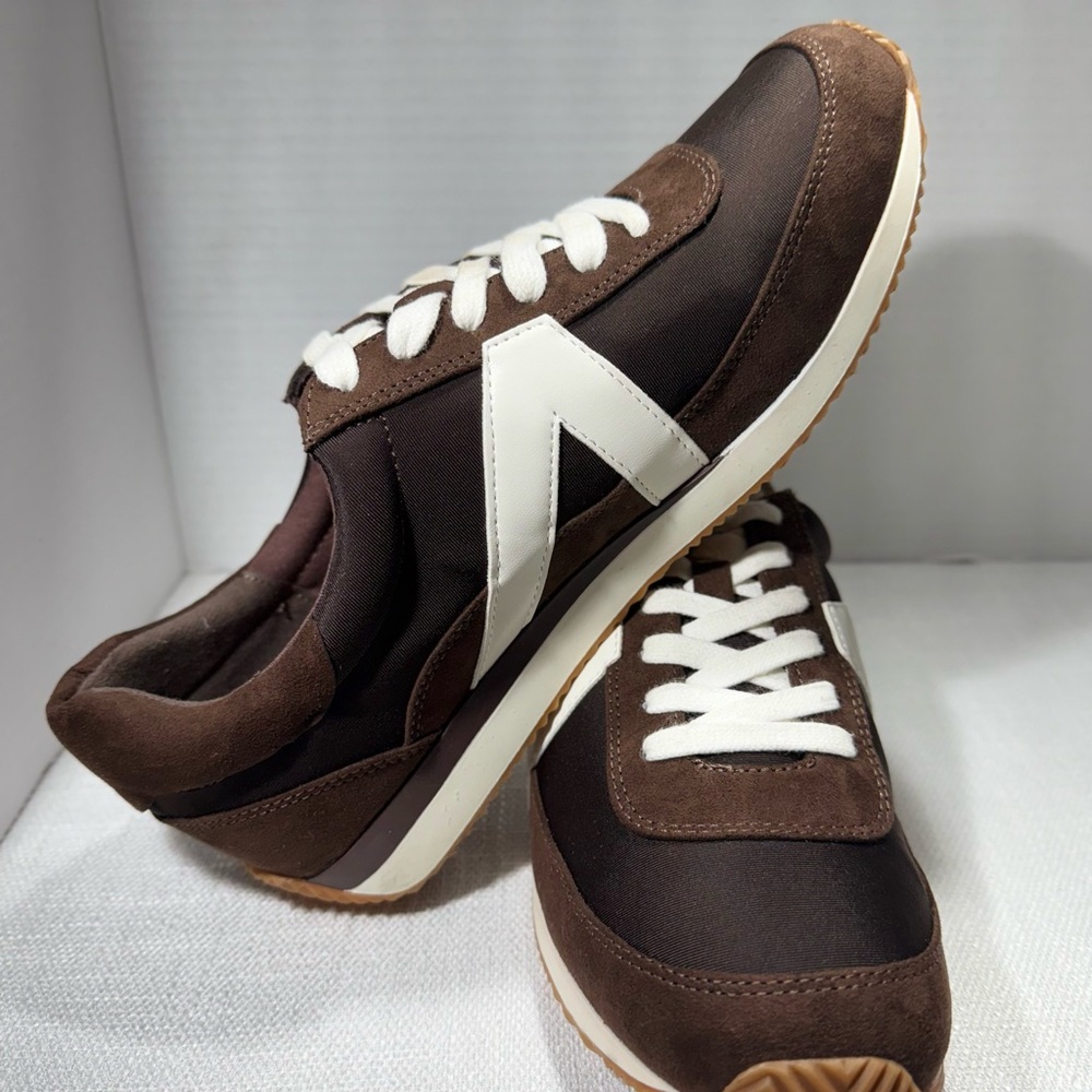 LOFT Brown & White Everyday Trainer Sneakers Womens Size 8.5